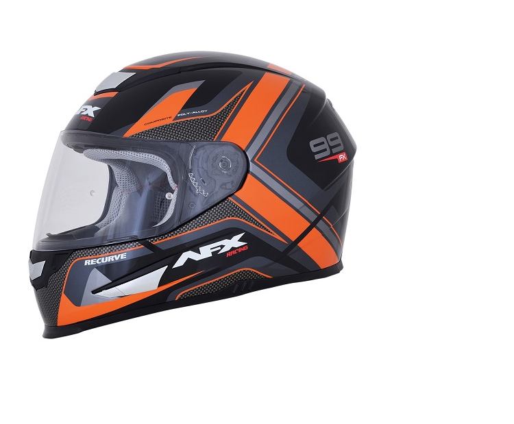 AFX,FX-99 RECURVE STREET HELMET BLACK/ORANGE 